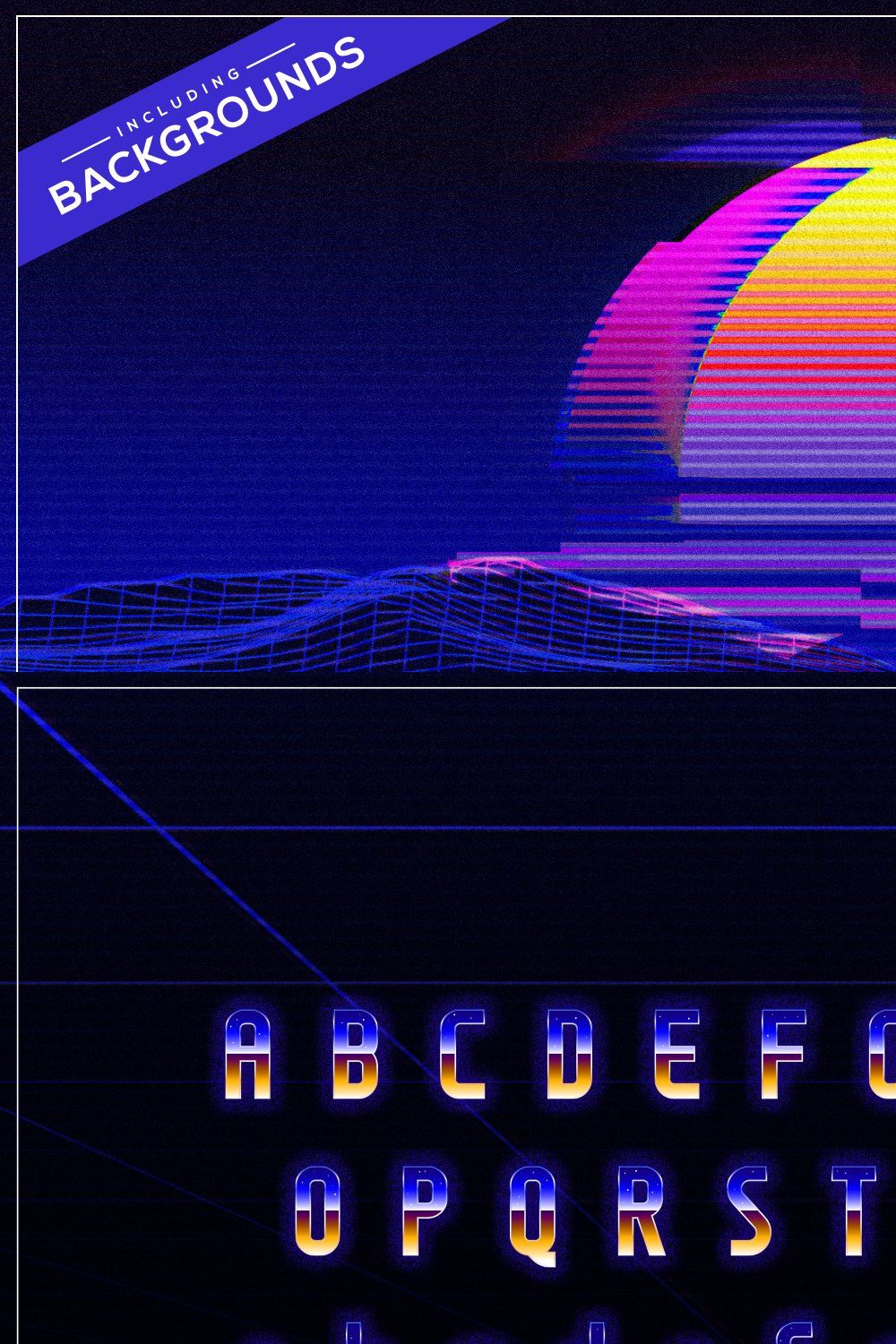 Videocassette - Retro Wave Font pinterest preview image.