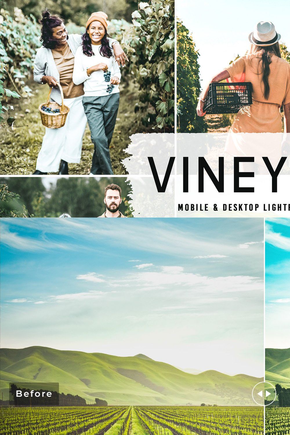 Vineyard Pro Lightroom Presets pinterest preview image.