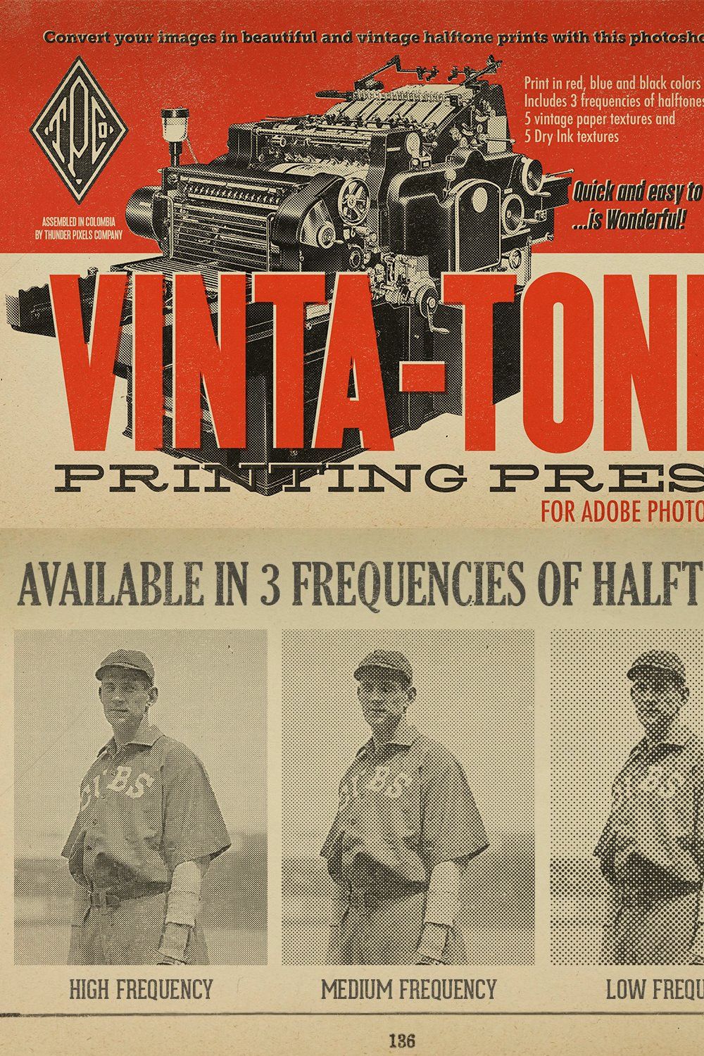 Vinta-Tone Printing Press Action pinterest preview image.