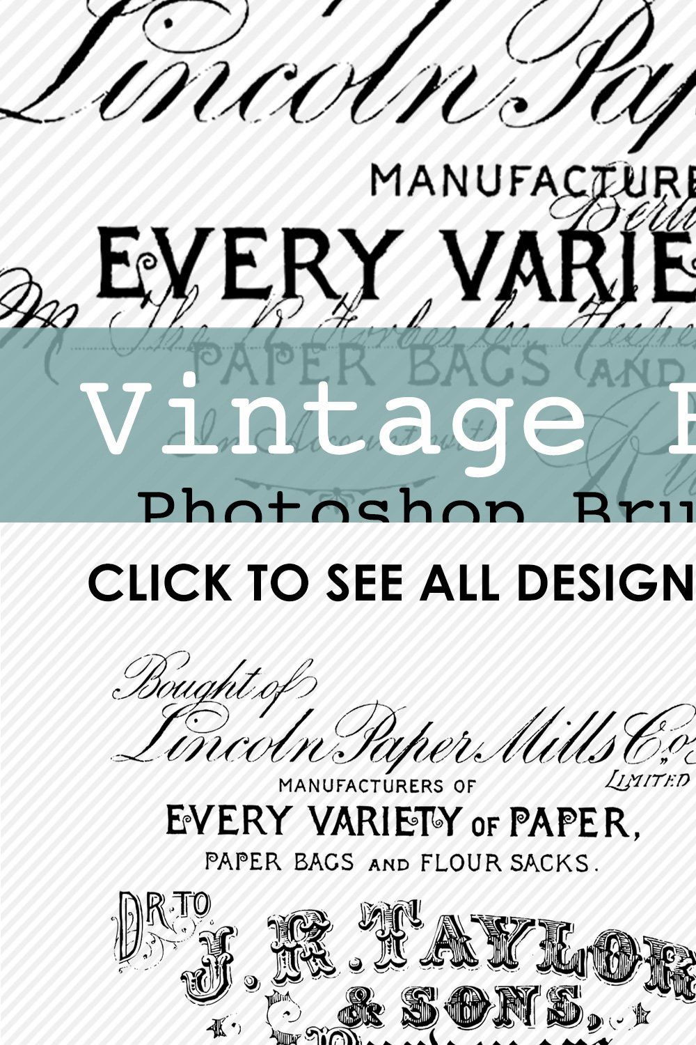 Vintage Billheads PS Brushes & Stamp pinterest preview image.