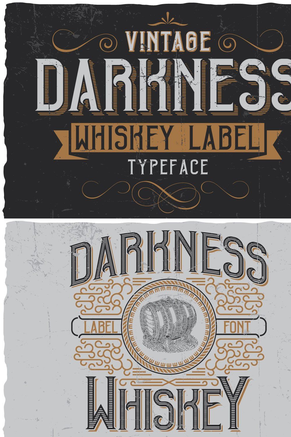 Vintage Darkness Label Font pinterest preview image.