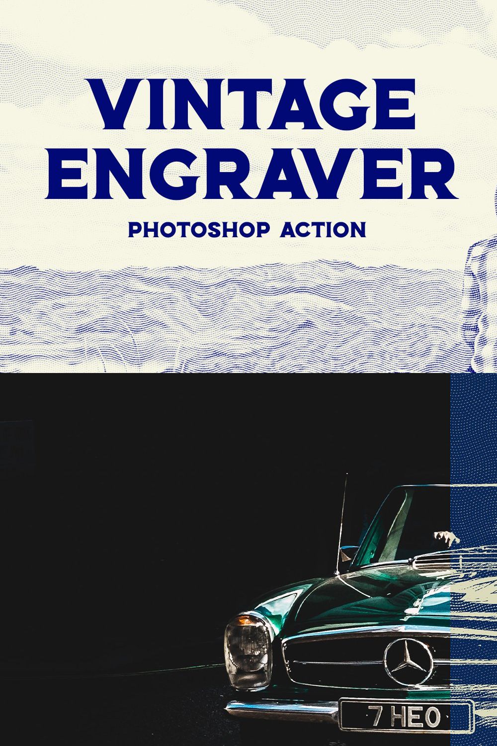 Vintage Engraver - Photoshop Action pinterest preview image.