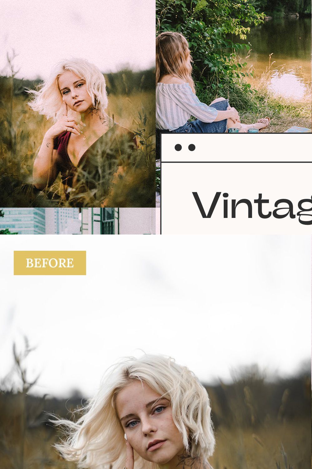 Vintage Film Lightroom Presets pinterest preview image.