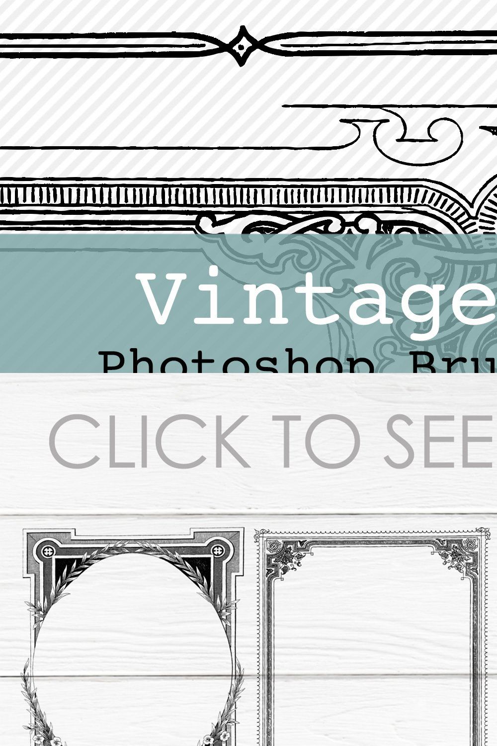 Vintage Frames PS Brushes & Stamps pinterest preview image.