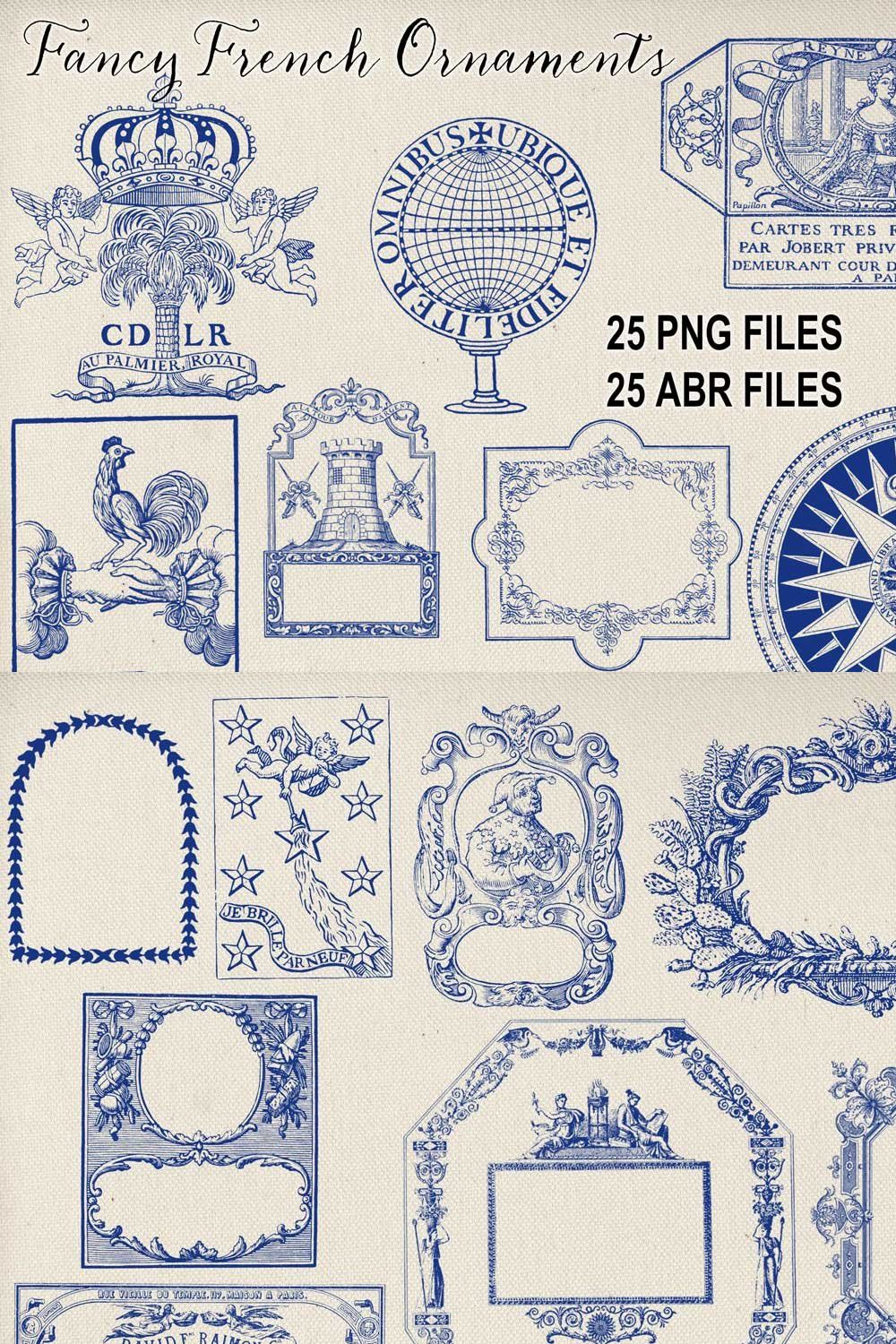 Vintage French Ornament Brushes pinterest preview image.