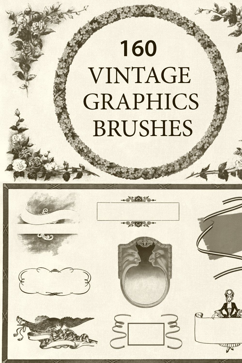 Vintage Graphics - Brushes pinterest preview image.