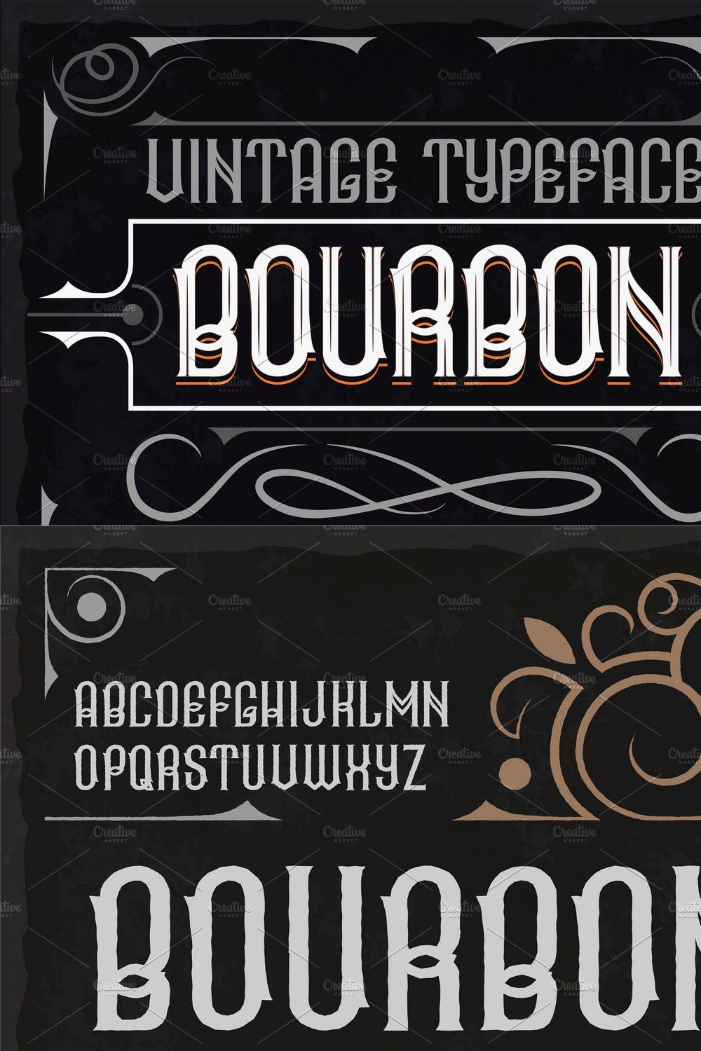 Vintage label typeface Bourbon pinterest preview image.