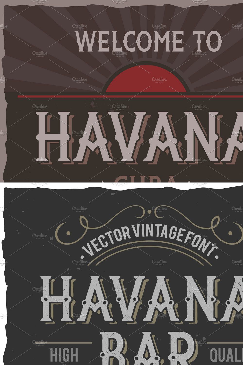 Vintage label typeface Havana pinterest preview image.