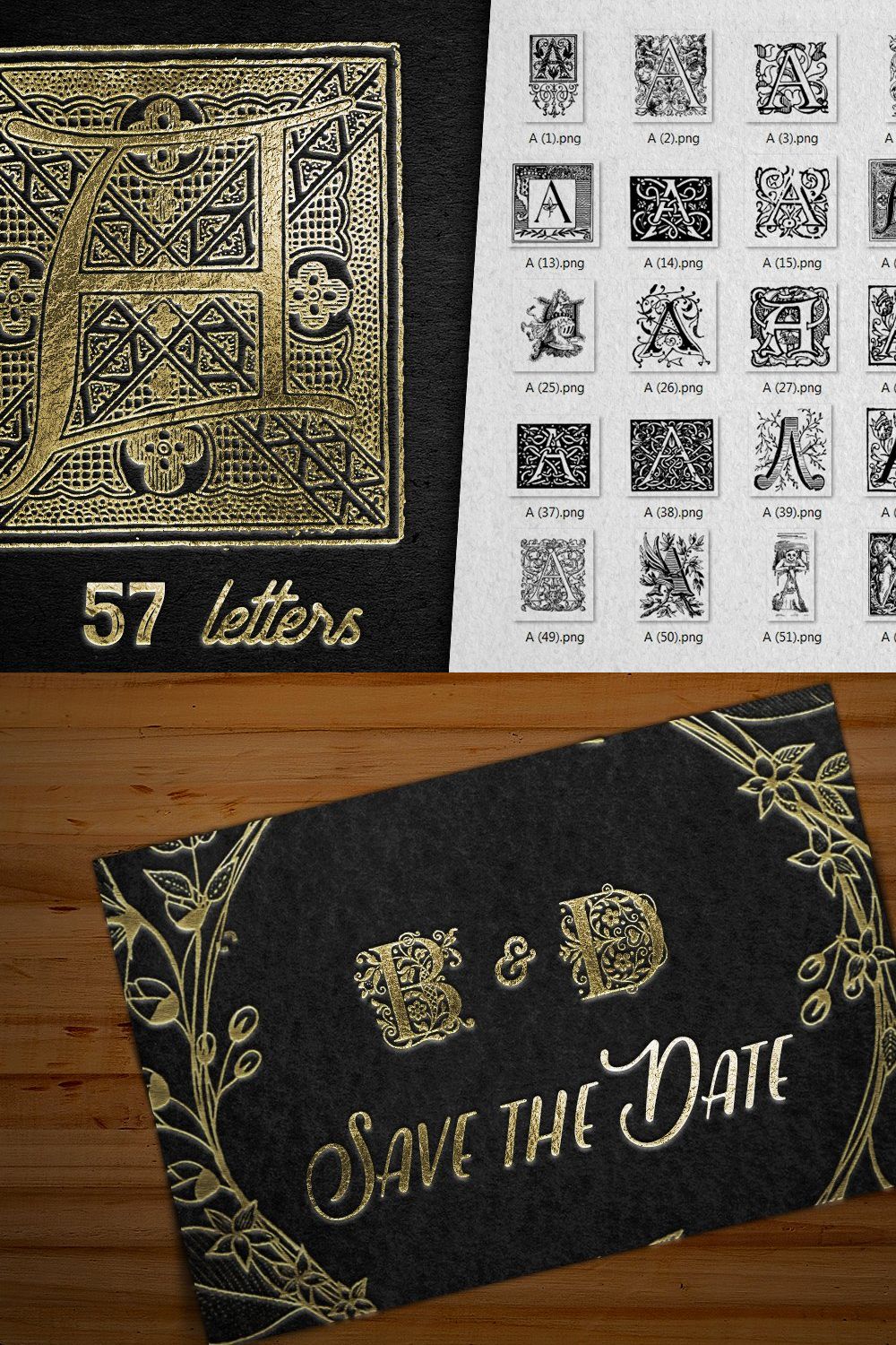 Vintage Letter A Vector And PNG pinterest preview image.