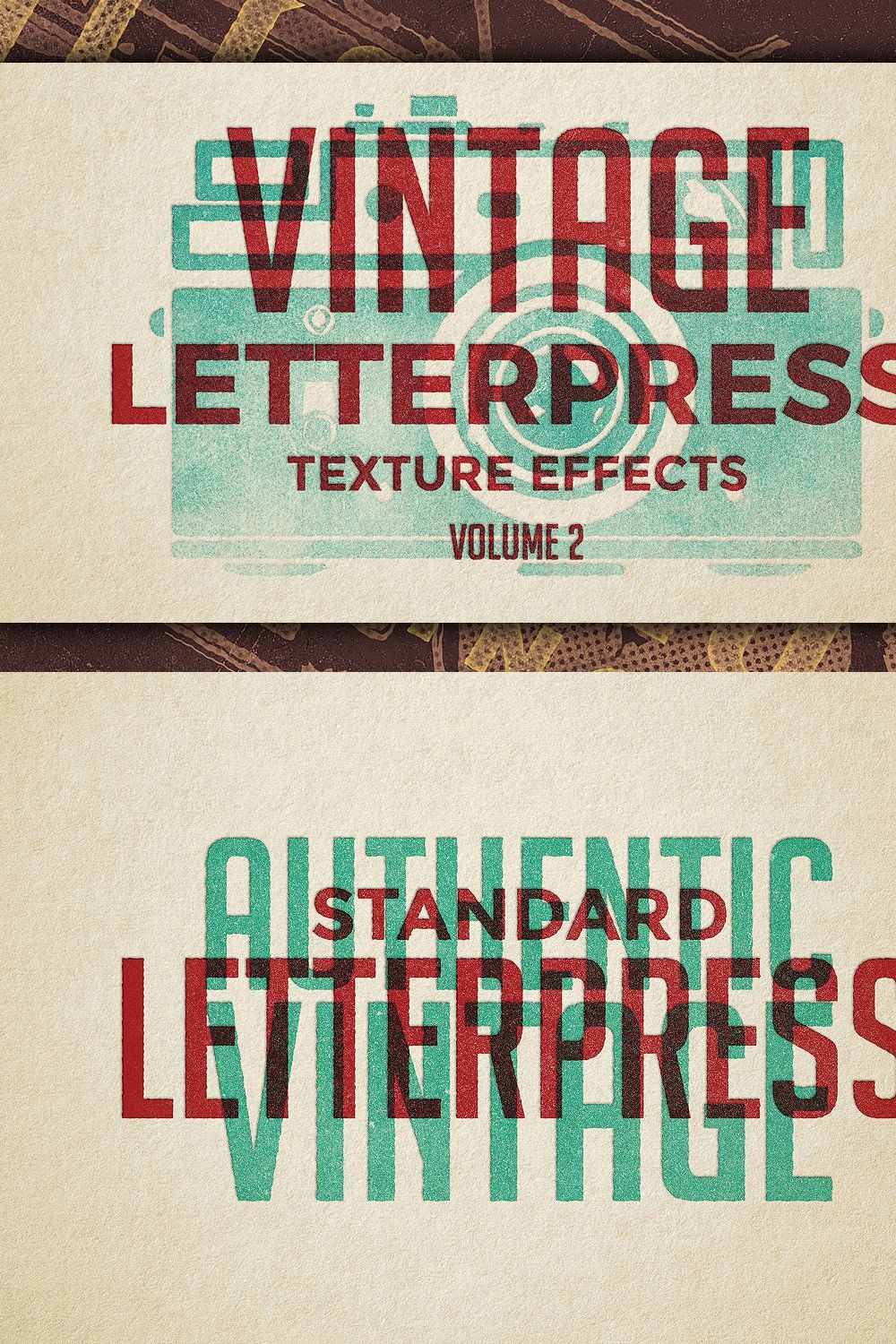 Vintage Letterpress Effects Vol.2 pinterest preview image.