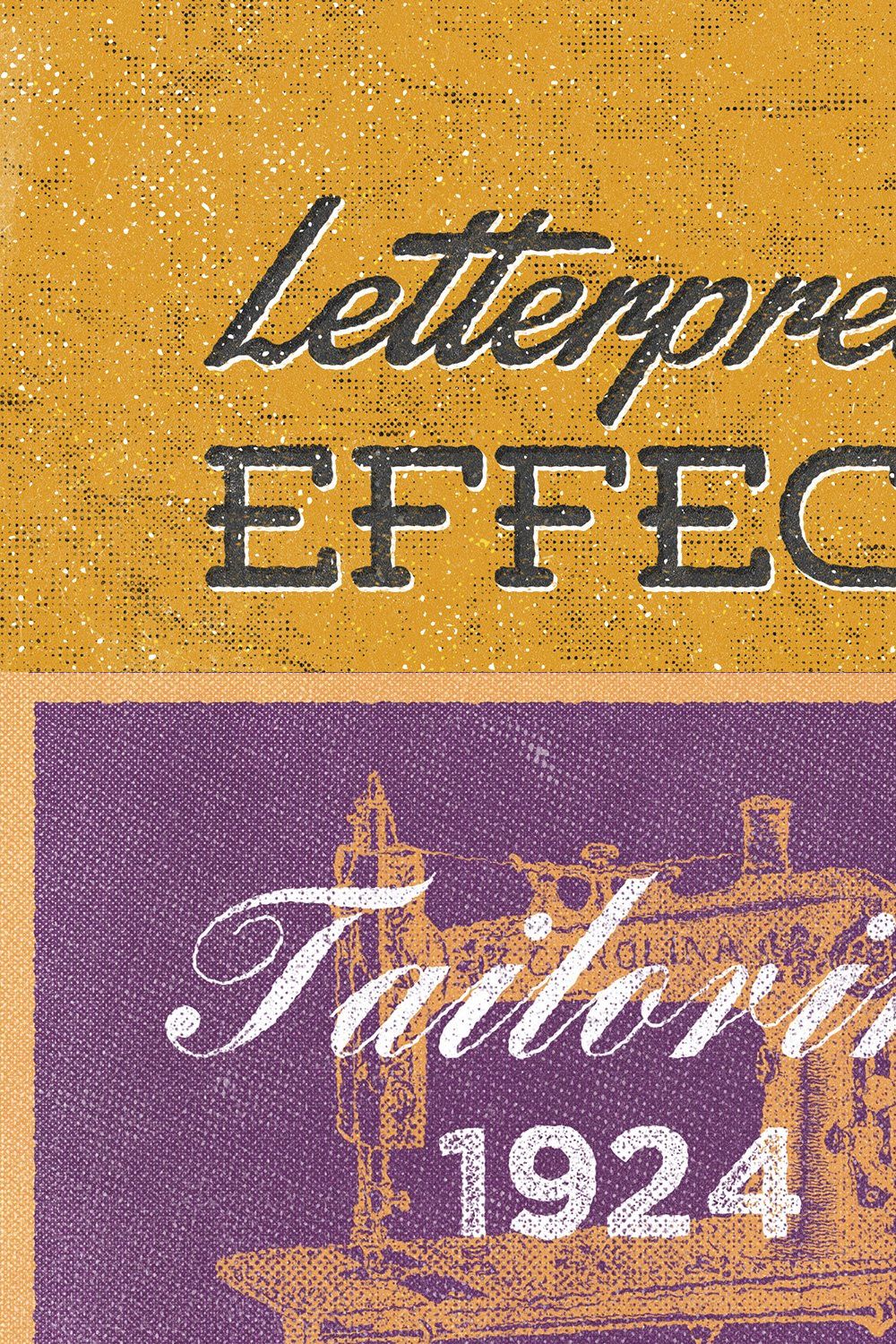 Vintage Letterpress Mockups pinterest preview image.