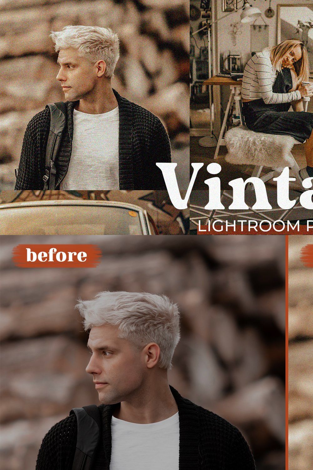 Vintage Lightroom Presets pinterest preview image.