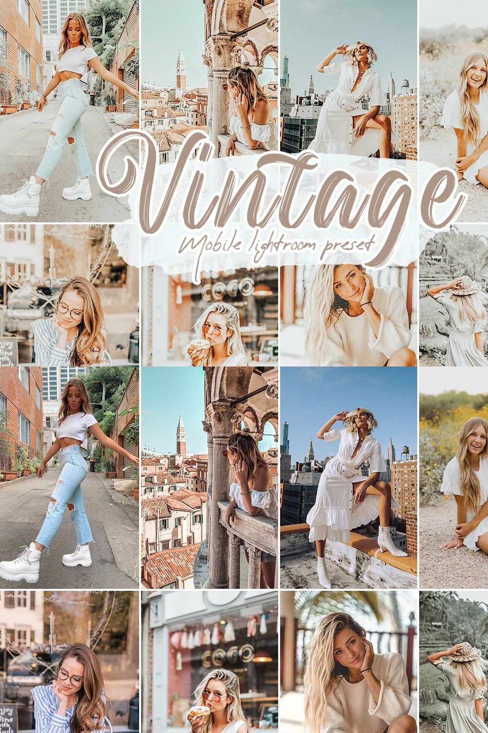 Vintage Lightroom Presets pinterest preview image.