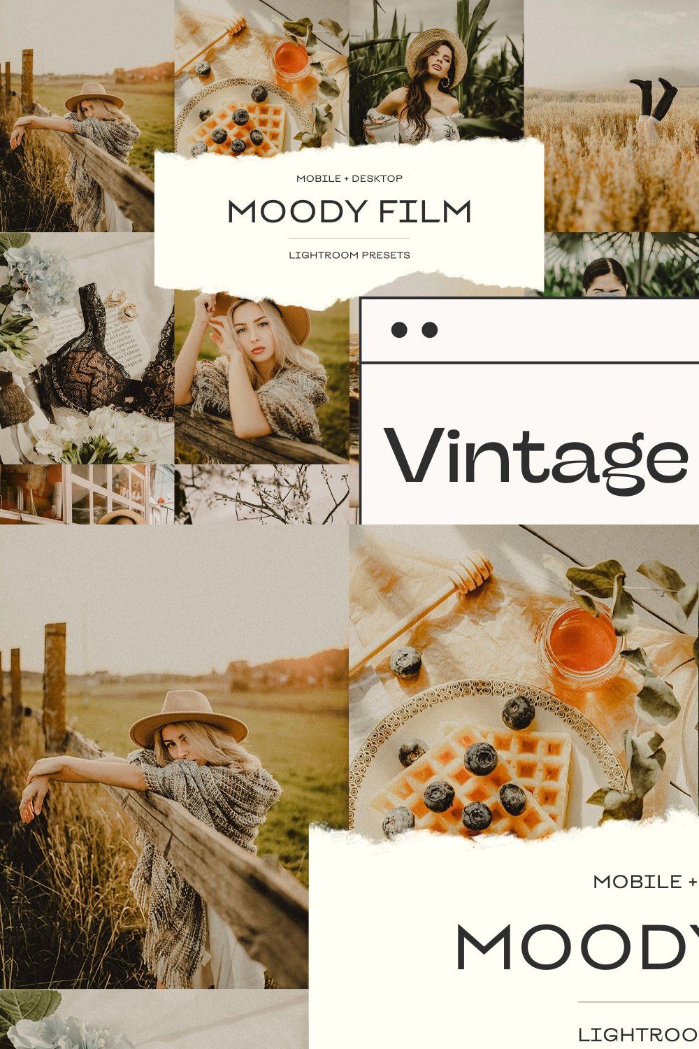 Vintage Lightroom Presets Bundle pinterest preview image.