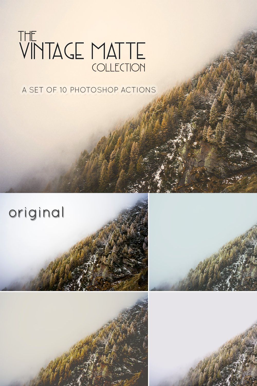 Vintage Matte Photoshop Actions pinterest preview image.