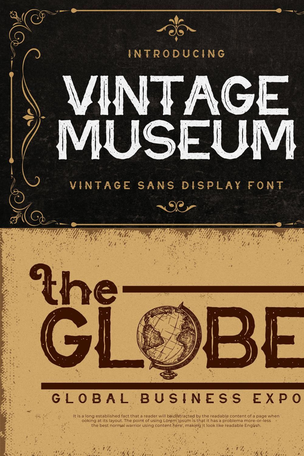 Vintage Museum - Vintage Sans Font pinterest preview image.