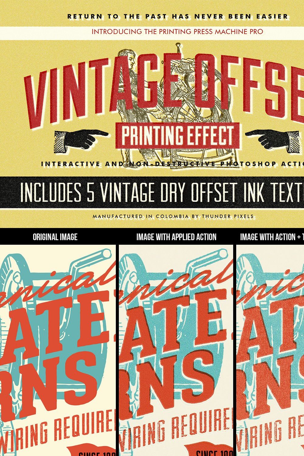 Vintage Offset Printing Effects Kit pinterest preview image.
