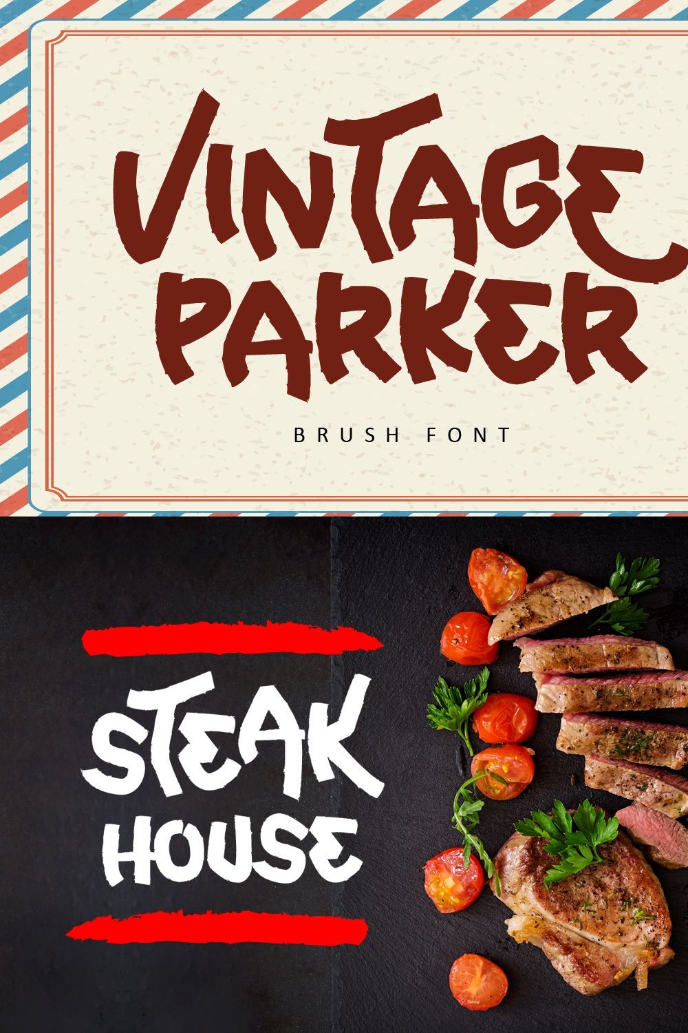 Vintage Parker - Brush Display Font pinterest preview image.