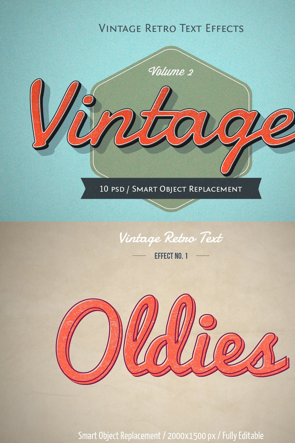 Vintage & Retro Text Effects pinterest preview image.