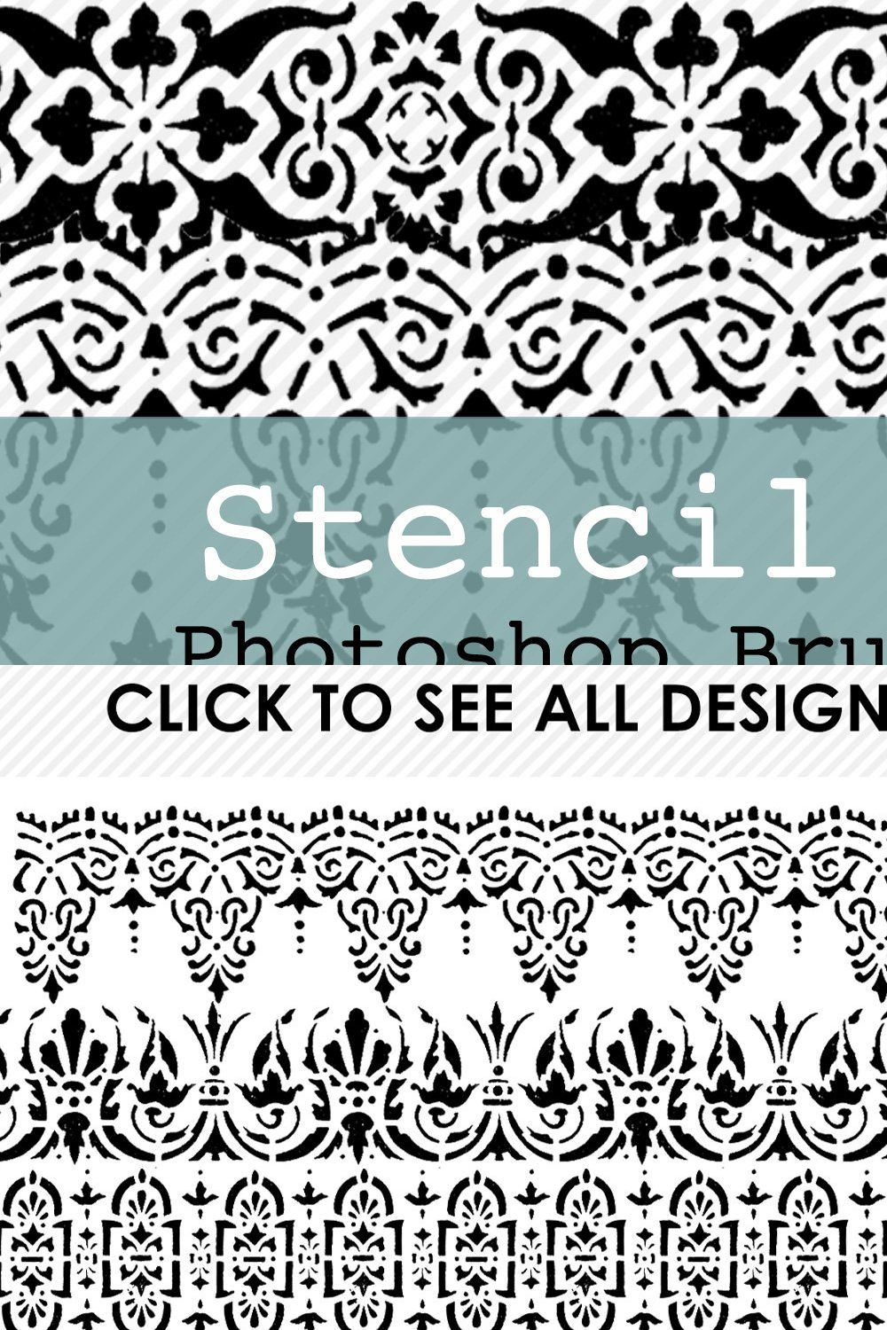 Vintage Stencil Borders PS Brushes pinterest preview image.