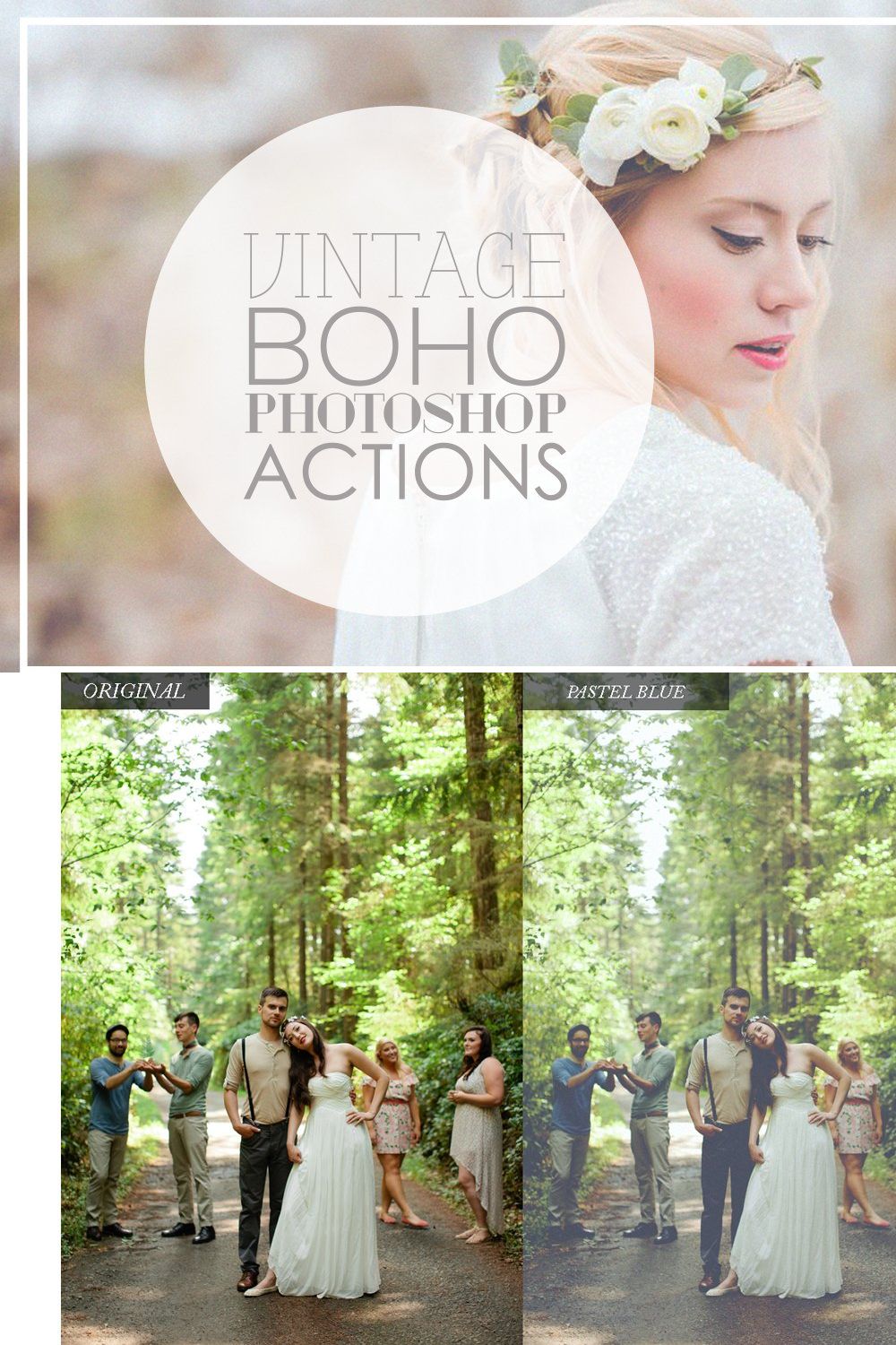 Vintage Wedding Photoshop Actions pinterest preview image.