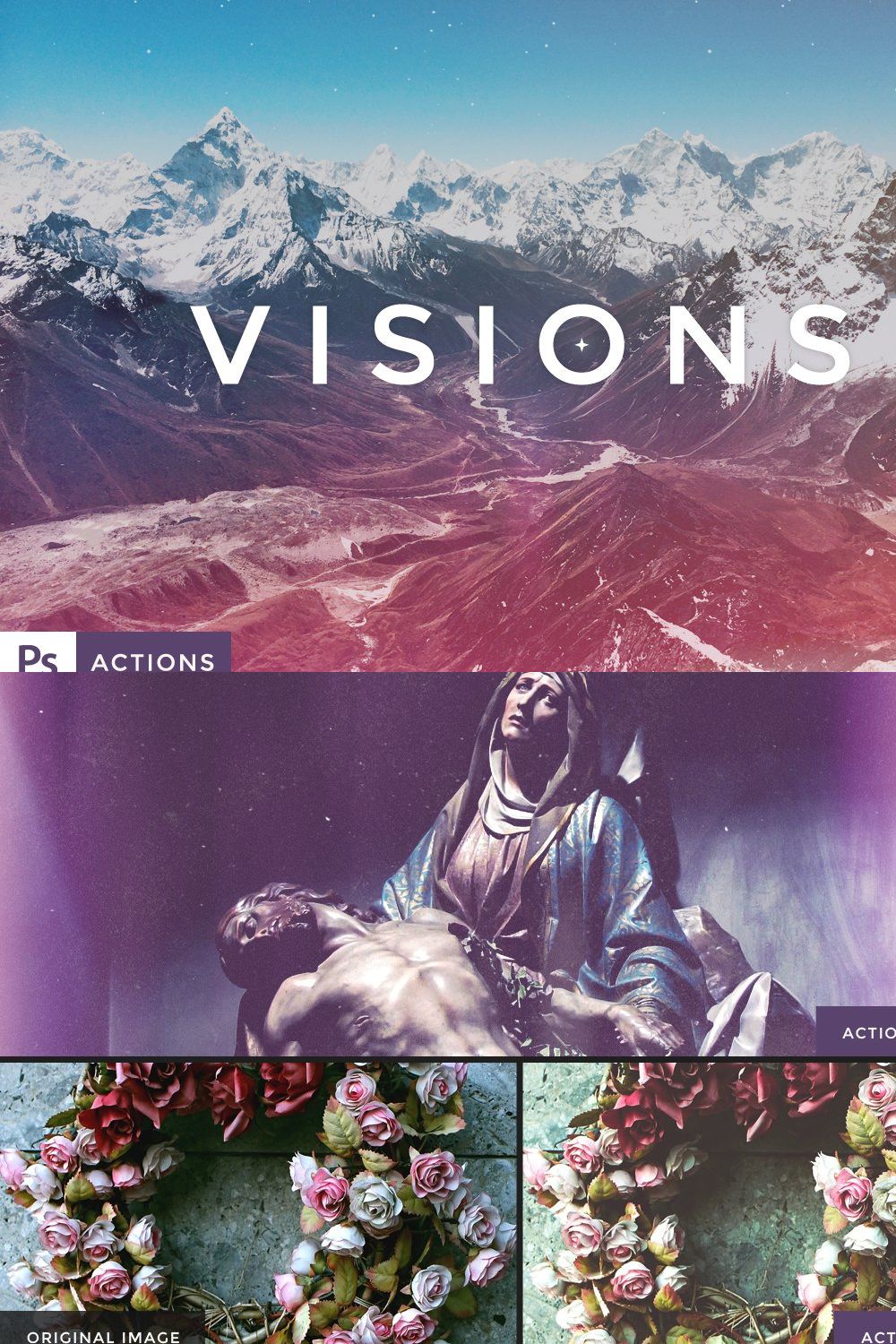 VISIONS Actions and Texture Set 2 pinterest preview image.