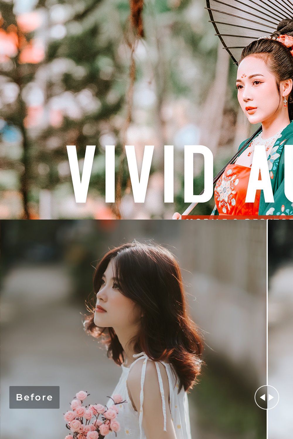 Vivid Auburn Pro Lightroom Presets pinterest preview image.