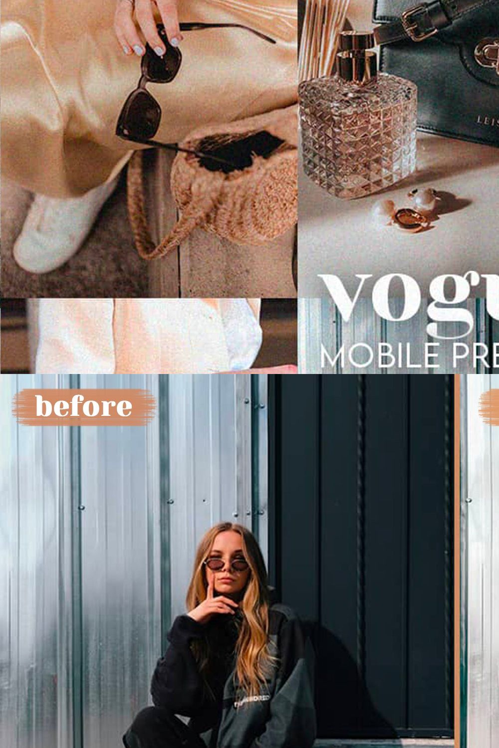 Vogue Lightroom Mobile Presets pinterest preview image.