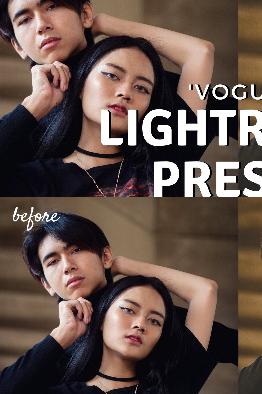 'Vogue' Lightroom Preset pinterest preview image.