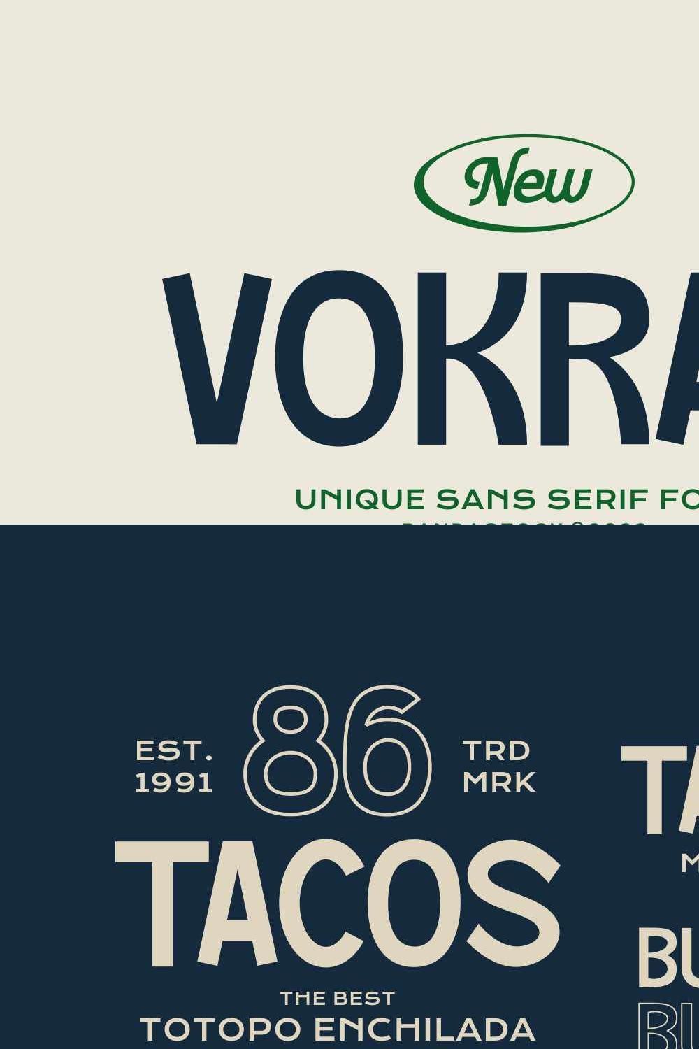 Vokrad Modern Vintage Font pinterest preview image.