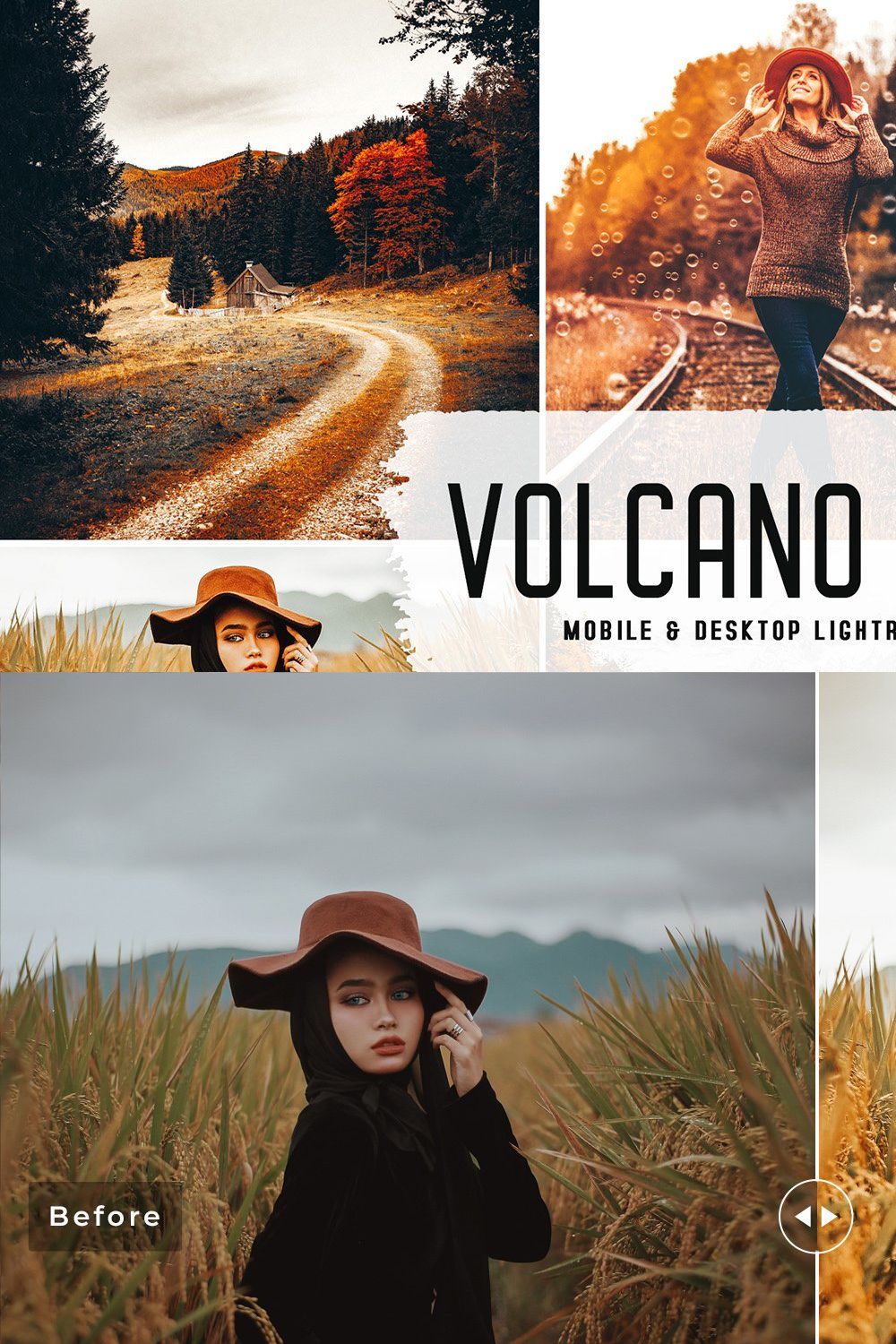 Volcano Vibes Pro Lightroom Presets pinterest preview image.