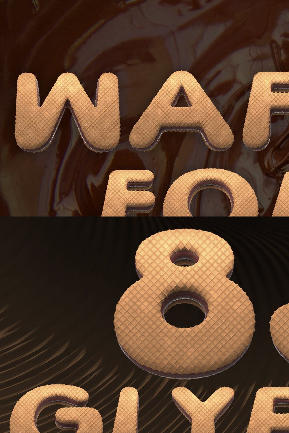 Waffle Font & PNG Lettering Set pinterest preview image.