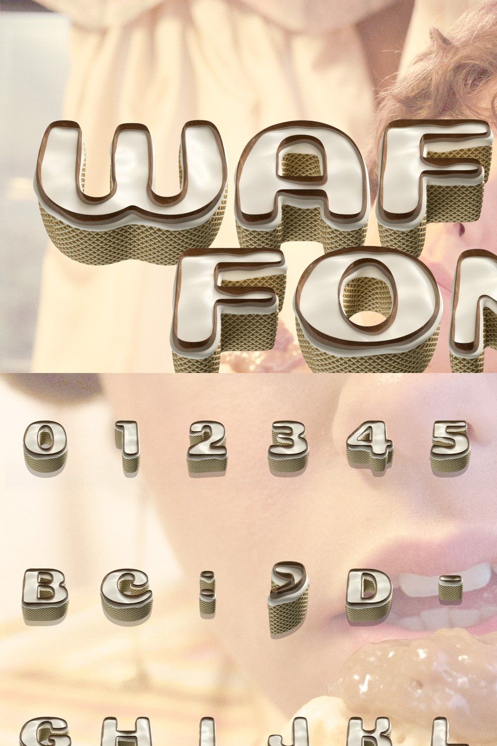 Waffle Opentype Bitmap Font PNGs pinterest preview image.