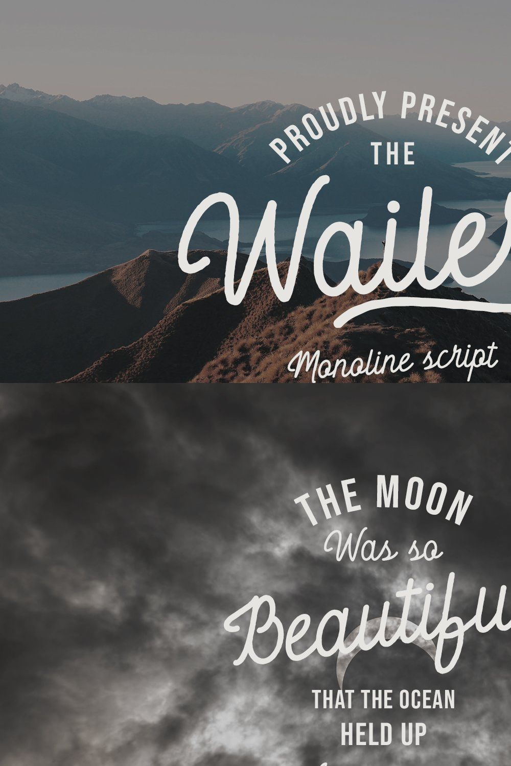 Wailer Monoline Script Font pinterest preview image.