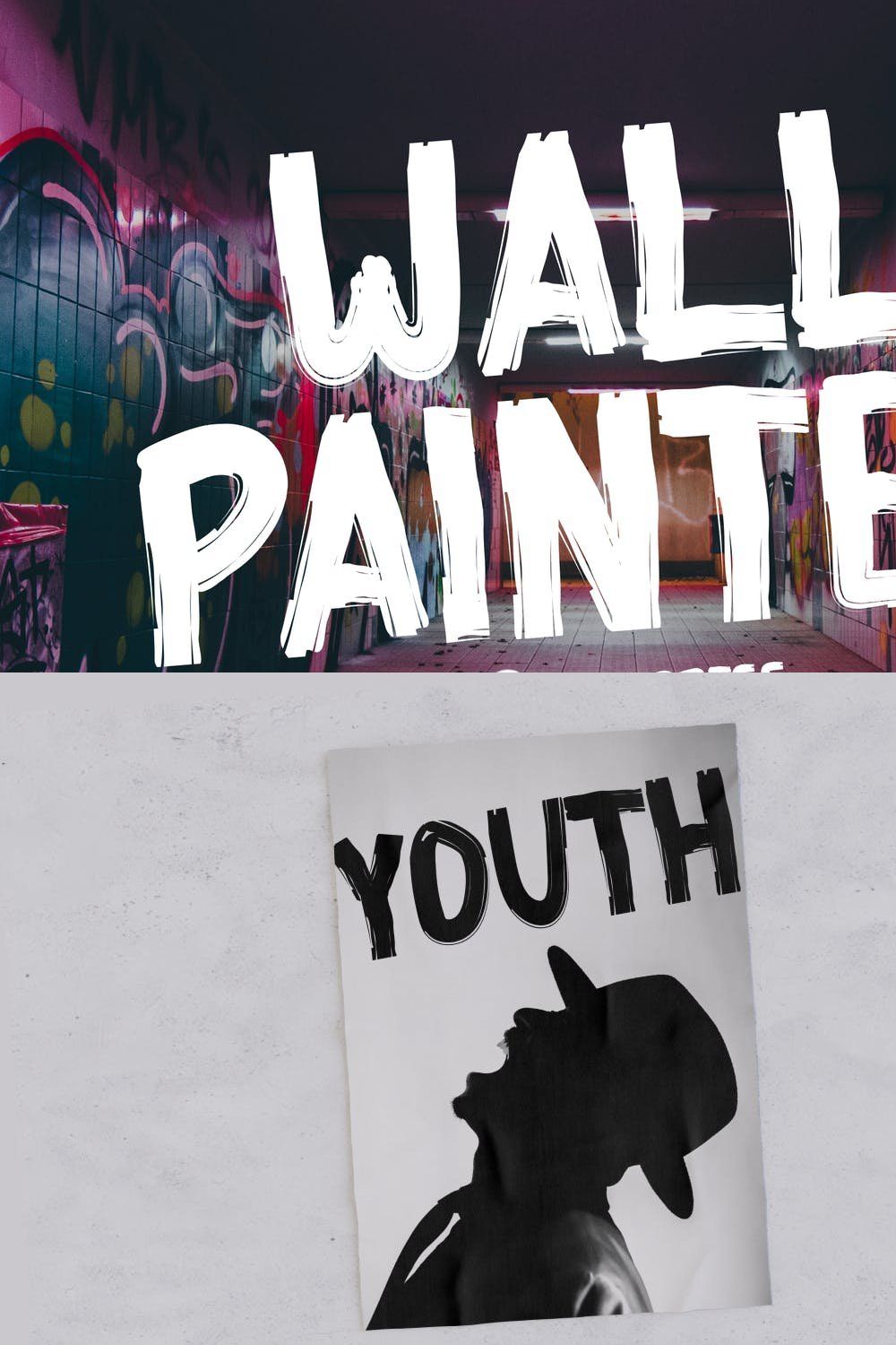 Wall Painter - Rough brush font pinterest preview image.