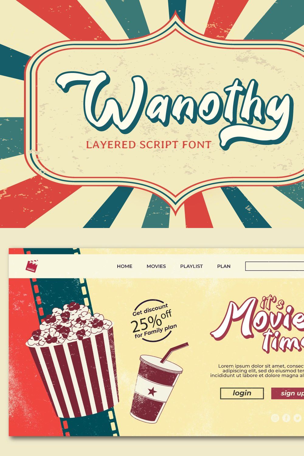 Wanothy - Vintage Font pinterest preview image.