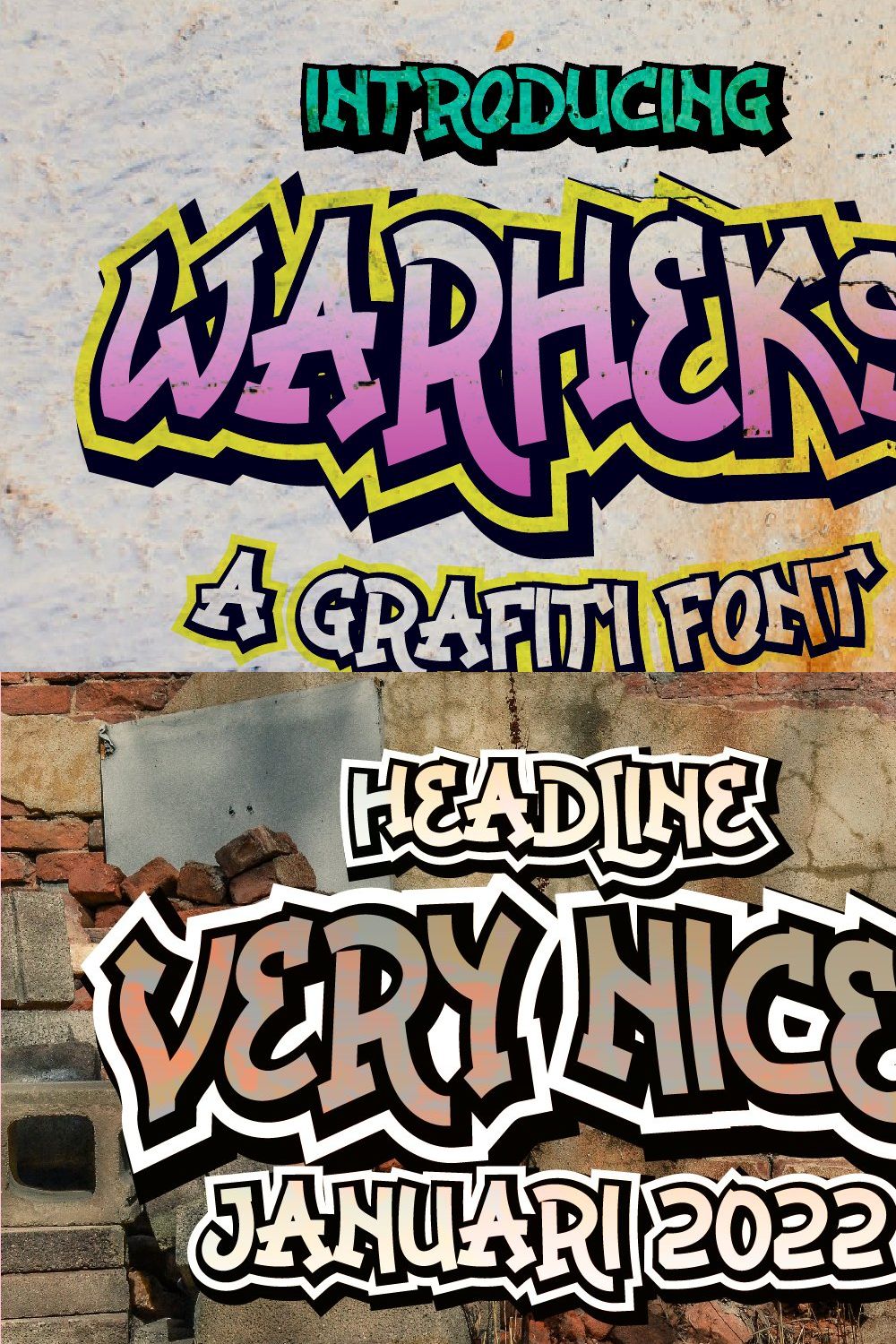 Warheks Graffiti Display Font pinterest preview image.