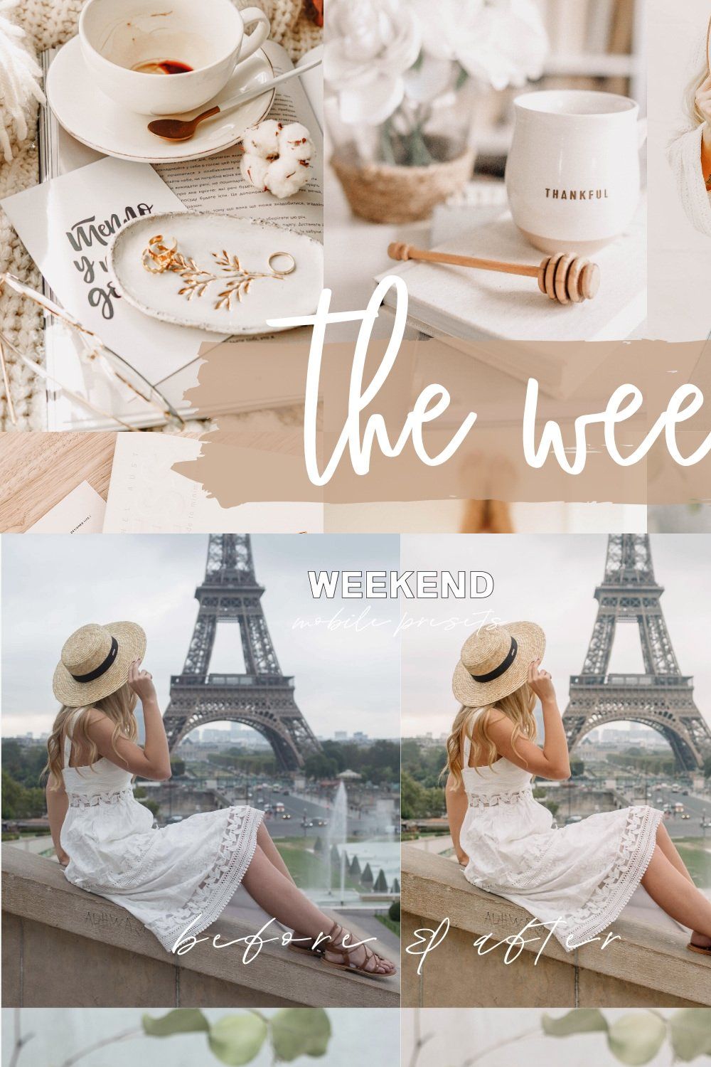 Warm & Airy Lightroom Mobile Presets pinterest preview image.