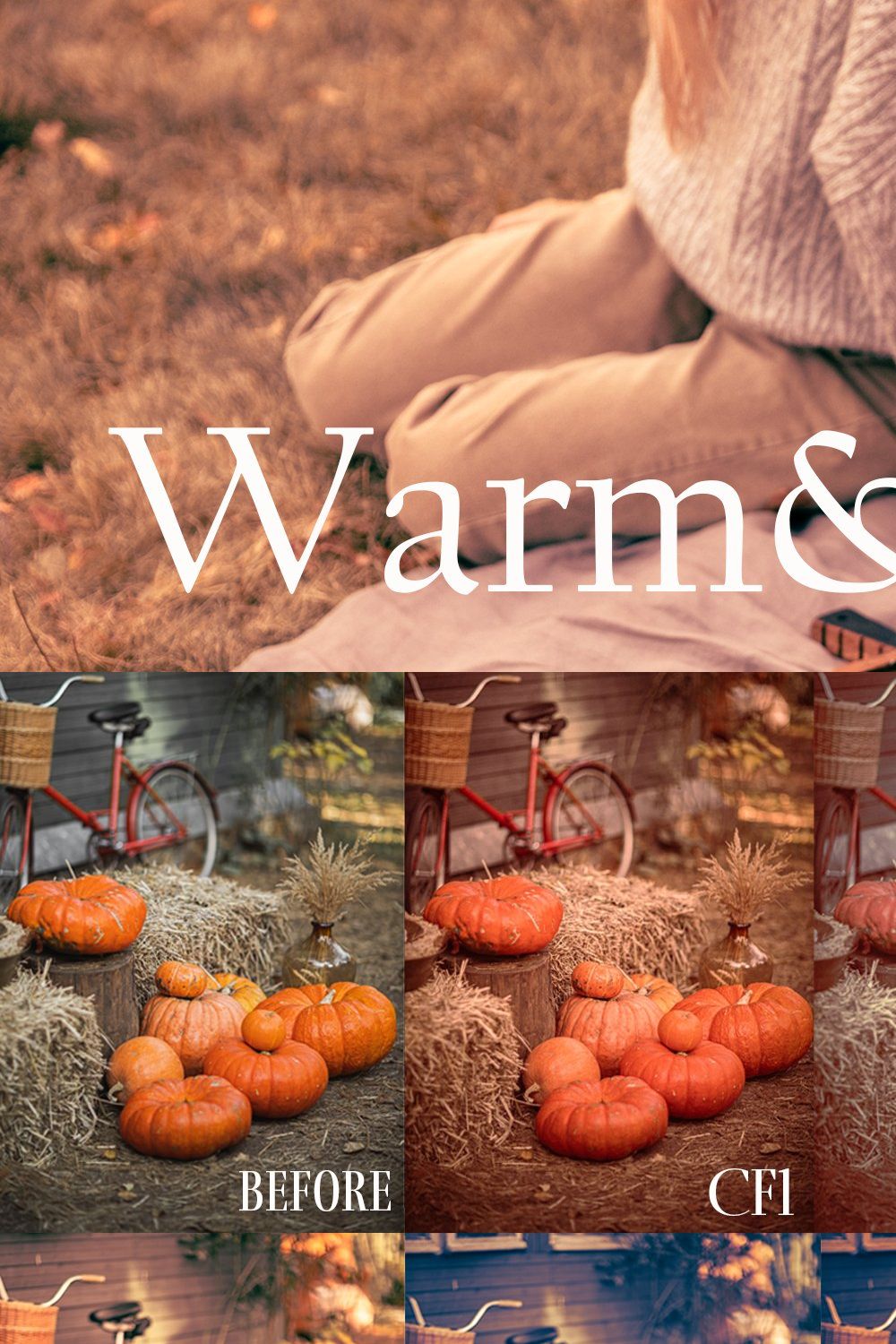 Warm and Cozy Lightroom presets pinterest preview image.