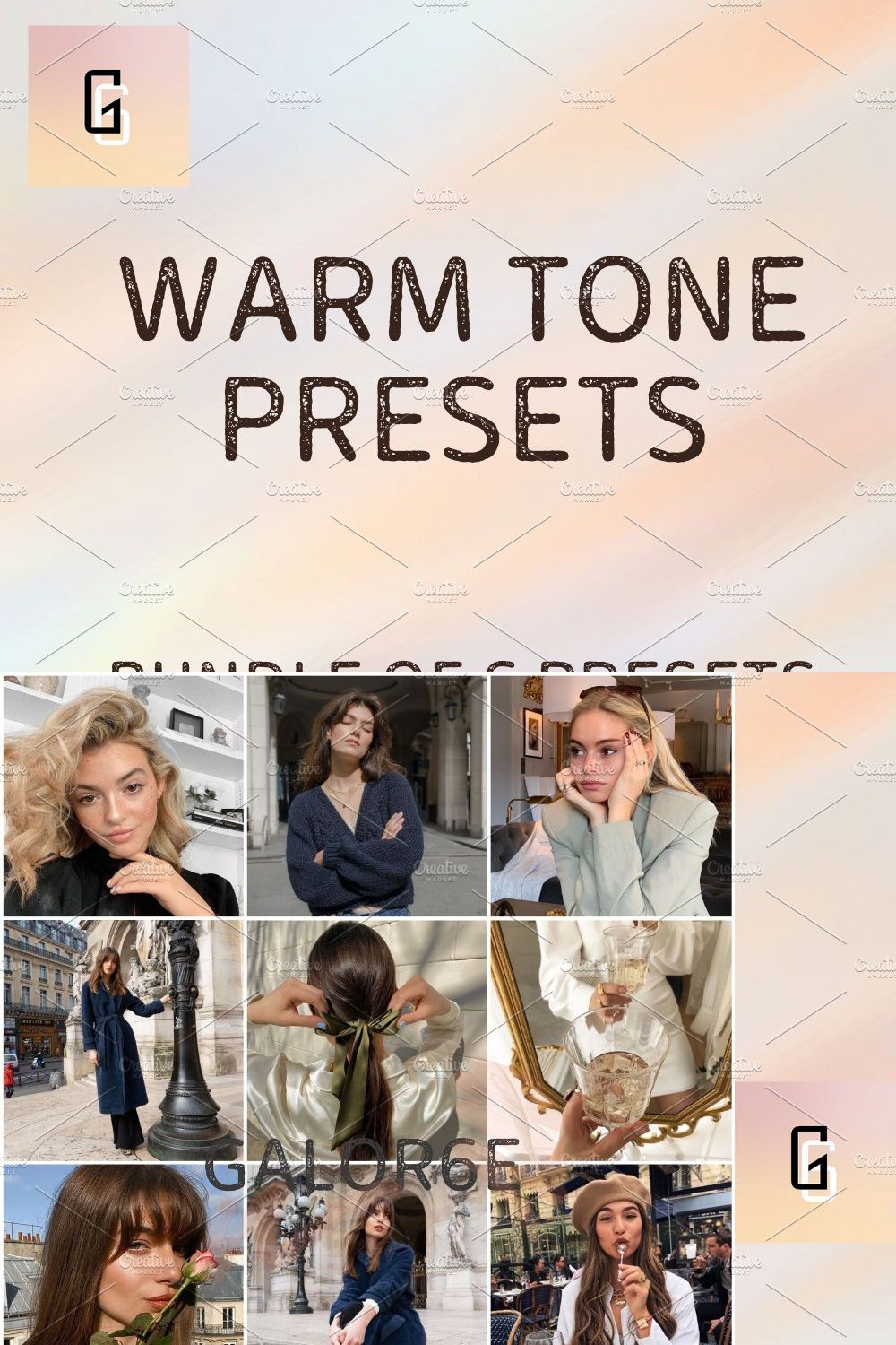 WARM TONE PRESETS PACK by GALOR6E pinterest preview image.