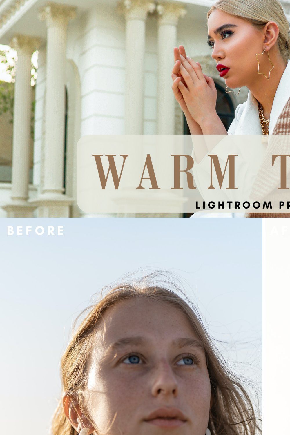 Warm Tones Lightroom Presets pinterest preview image.