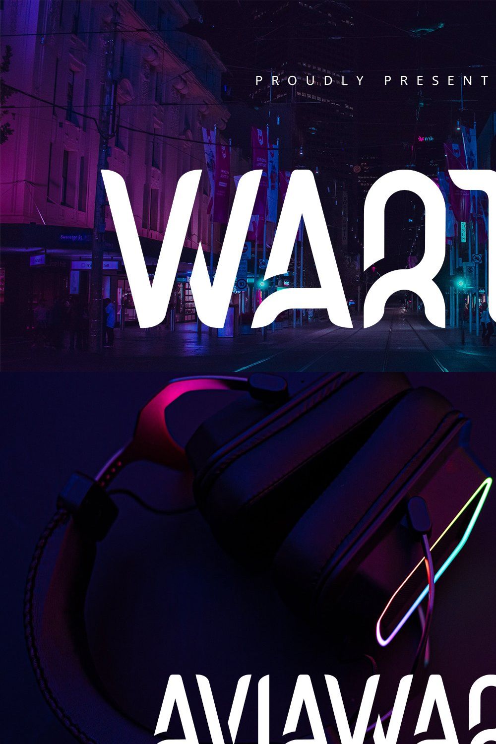 Warth - Futuristic Display Font pinterest preview image.