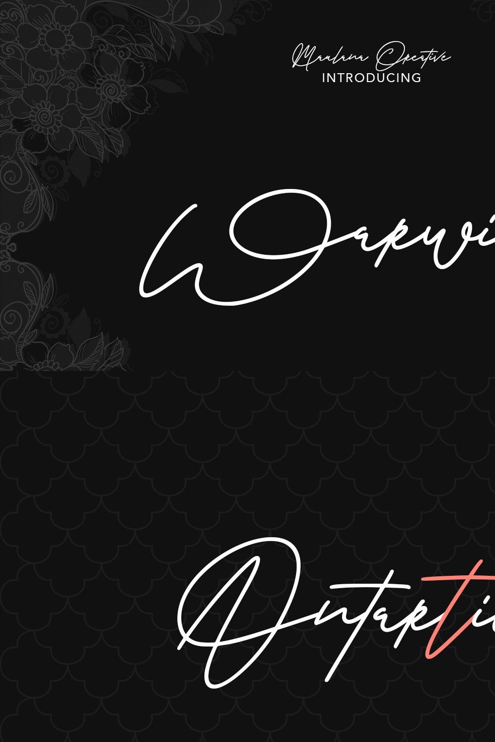 Warwicks Fancy Signature Font pinterest preview image.