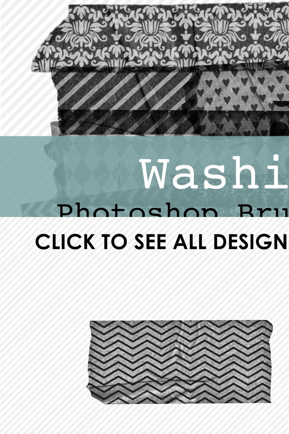 Washi Tape Photoshop Brushes pinterest preview image.