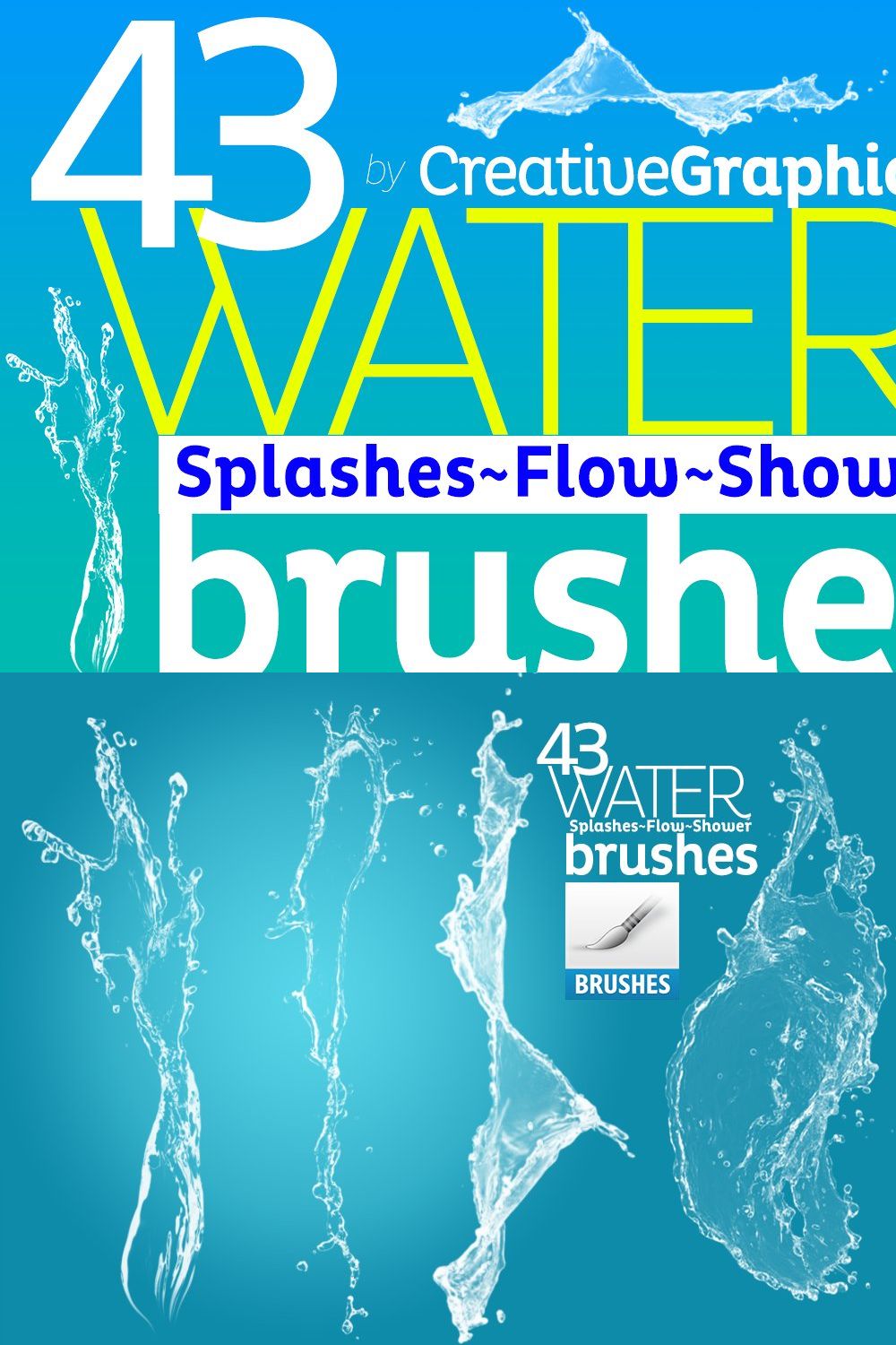 Water Brushes for Photoshop CS2-CC pinterest preview image.