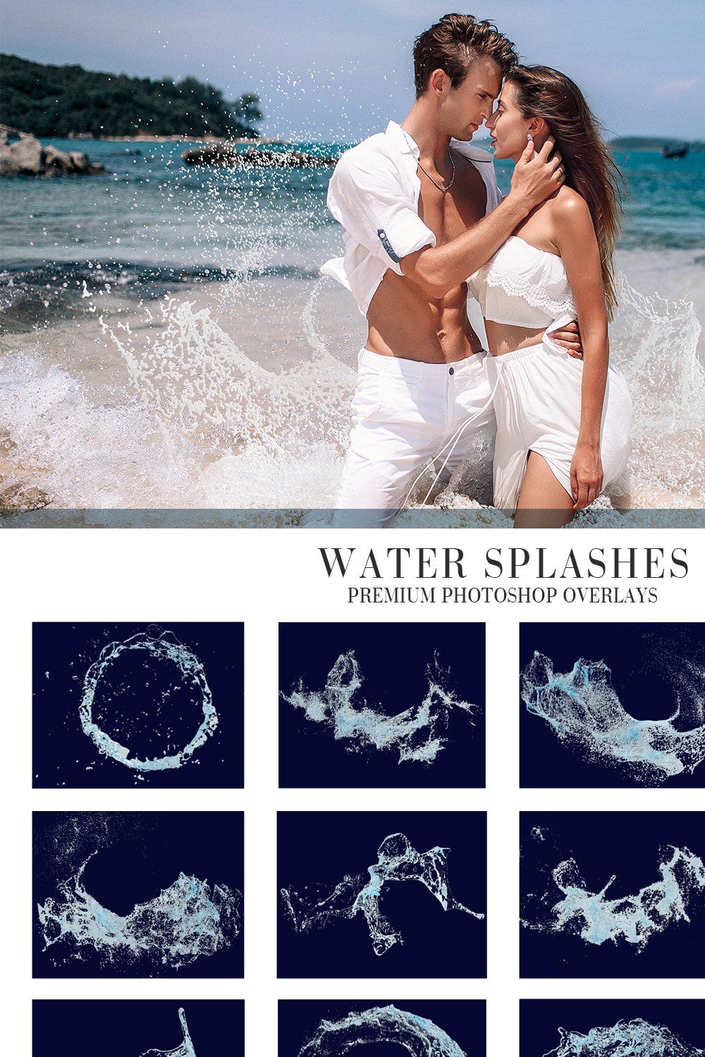 Water Splash Overlays Photoshop pinterest preview image.