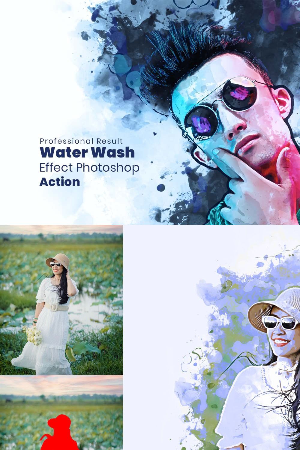 Water Wash Photoshop Action pinterest preview image.