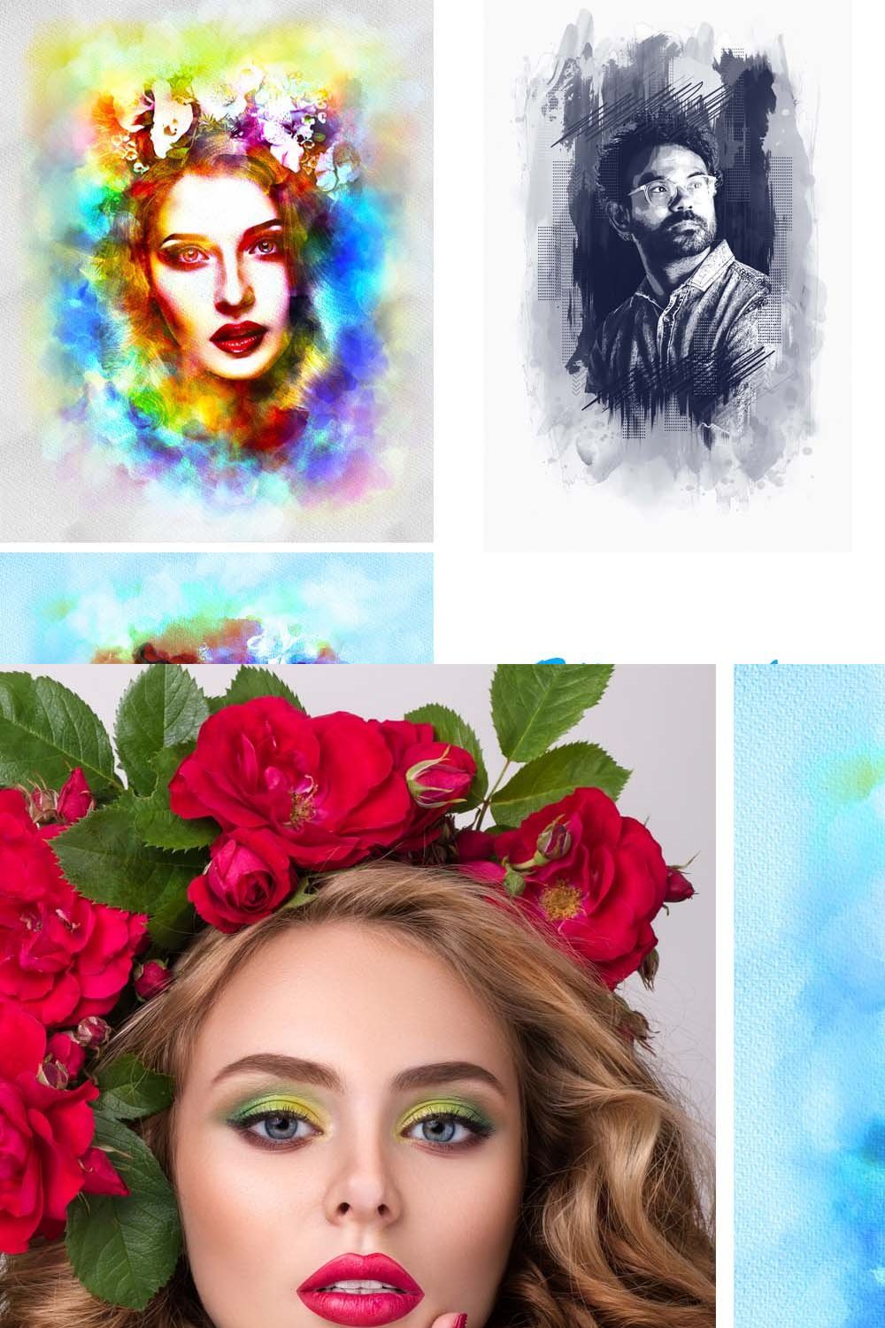 Watercolor Art Portrait Effect pinterest preview image.