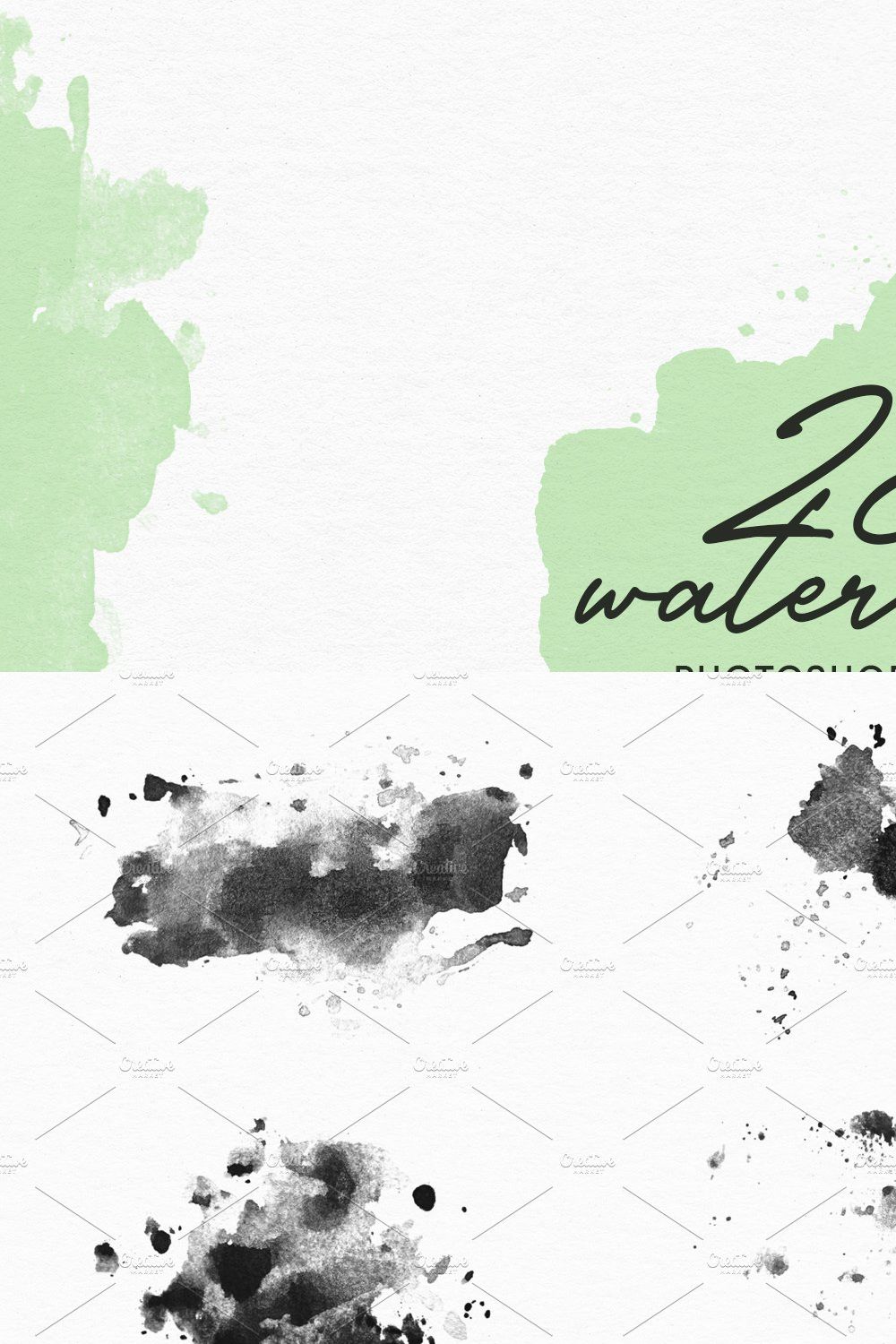 Watercolor Brushes for Photoshop pinterest preview image.