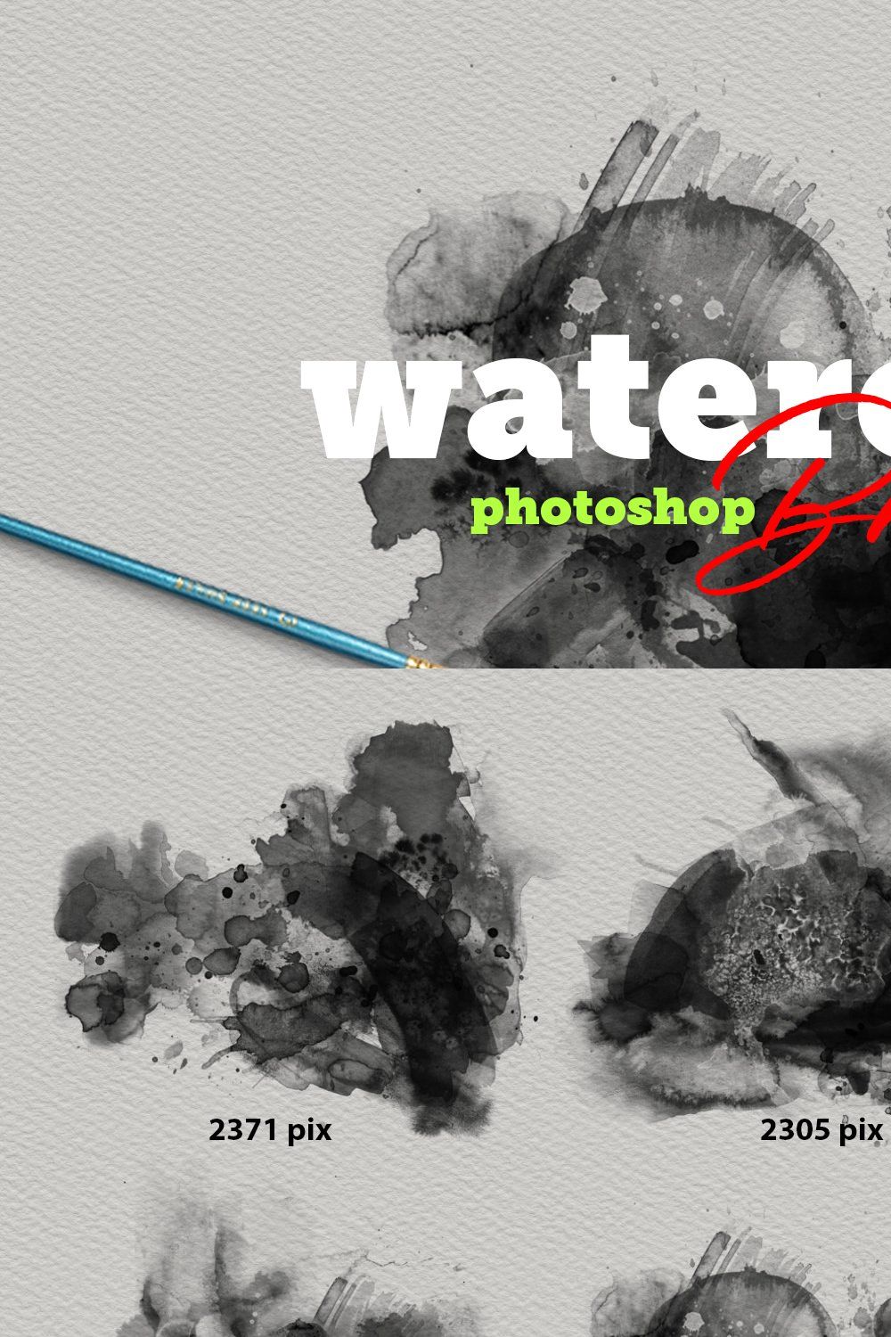 Watercolor Brushes VOL.1 pinterest preview image.
